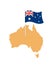 Australia map and flag. Australian resource and land area. State
