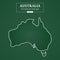 Australia Map hand draw outline on green background