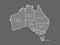 Australia map land area vector with state names on black background