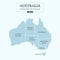 Australia Map Mono Color High Detail Separated all states