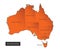 Australia map Orange separate individual