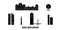 Australia, Melbourne City flat travel skyline set. Australia, Melbourne City black city vector illustration, symbol