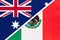 Australia and Mexico or United Mexican States  symbol of national flags