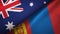 Australia and Mongolia two flags textile cloth, fabric texture