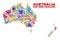 Australia and New Zealand Map - Mosaic of Color Triangles