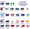 Australia and Oceania include Australasia, Micronesia, Melanesia and Polynesia vector countries flags