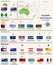 Australia and Oceaniainclude Australasia, Micronesia, Melanesia and Polynesia map with isolated country maps and flags