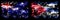 Australia, Ozzie vs Cuba, Cuban New Year celebration sparkling fireworks flags concept background. Combination of two abstract