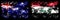 Australia, Ozzie vs Iraq, Iraqi New Year celebration sparkling fireworks flags concept background. Combination of two abstract