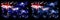 Australia, Ozzie vs New Zealand, New Zealander New Year celebration sparkling fireworks flags concept background. Combination of