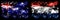 Australia, Ozzie vs Paraguay, Paraguayan New Year celebration sparkling fireworks flags concept background. Combination of two