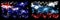 Australia, Ozzie vs Slovenia, Slovenian New Year celebration sparkling fireworks flags concept background. Combination of two