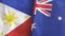 Australia and Philippines two flags textile cloth 3D rendering