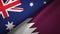 Australia and Qatar two flags textile cloth, fabric texture
