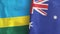 Australia and Rwanda two flags textile cloth 3D rendering