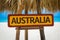 Australia sign with beach background