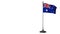 Australia small flag fluttering on a flagpole. White screen background, alpha channel 4K