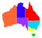 Australia States In Colour Silhouette