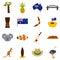 Australia travel icons set in flat style