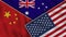 Australia United States of America China Flags Together Fabric Texture Effect Illustrations