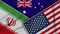 Australia United States of America Iran Flags Together Fabric Texture Illustration