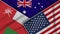 Australia United States of America Oman Flags Together Fabric Texture Illustration