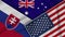 Australia United States of America Slovakia Flags Together Fabric Effect Illustration