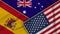 Australia United States of America Spain Flags Together Fabric Texture Illustration