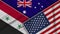 Australia United States of America Syria Flags Together Fabric Texture Illustration