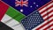 Australia United States of America United Arab Emirates Flags Together Fabric Texture Illustration