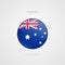 Australia vector flag sign. Isolated Australian circle symbol.Glossy illustration icon for travel, sport, event, business