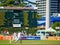 Australia versus New Zealand in cricket game with score board and team members names