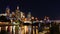 Australia, Victoria, Melbourne downtown and Yarra river at night time. Space for text