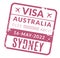 Australia visa with grunge texture. Travel stamp fro tourist passport