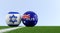 Australia vs. Israel Soccer Match - Soccer balls in Australia and Israel national colors on a soccer field.