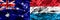 Australia vs Luxembourg colorful smoke flag made of thick smoke.