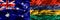 Australia vs Mauritius colorful smoke flag made of thick smoke.