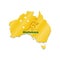 Australia wallabies flag with map