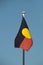 Australian Aboriginal Flag flying in light breeze