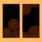 Australian aboriginal geometric art concentric circles in orange brown and black, two cards set, vector