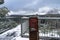 Australian Alps lookout sign and viewing platform at Snowy Mount