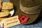 Australian army diggers slough hat and aqnzac biscuits.