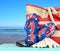 Australian beach scene with Aussie sandals