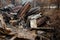 Australian bushfire aftermath: Burnt building ruins and rubble