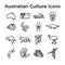 Australian Culture Line Icon Set. National Signs and Landmarks