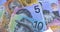 Australian dollar mix AUD banknotes close up