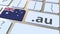 Australian domain .au and flag of Australia on the buttons on the computer keyboard. National internet related 3D