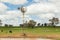 Australian farm windmill and grassland