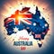 Australian flag is inscribed in the country\\\'s silhouette. Beautiful inscription Happy Australia Day