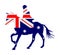 Australian flag over elegant racing horse in gallop vector illustration isolated on white. Hippodrome entertainment and gambling.